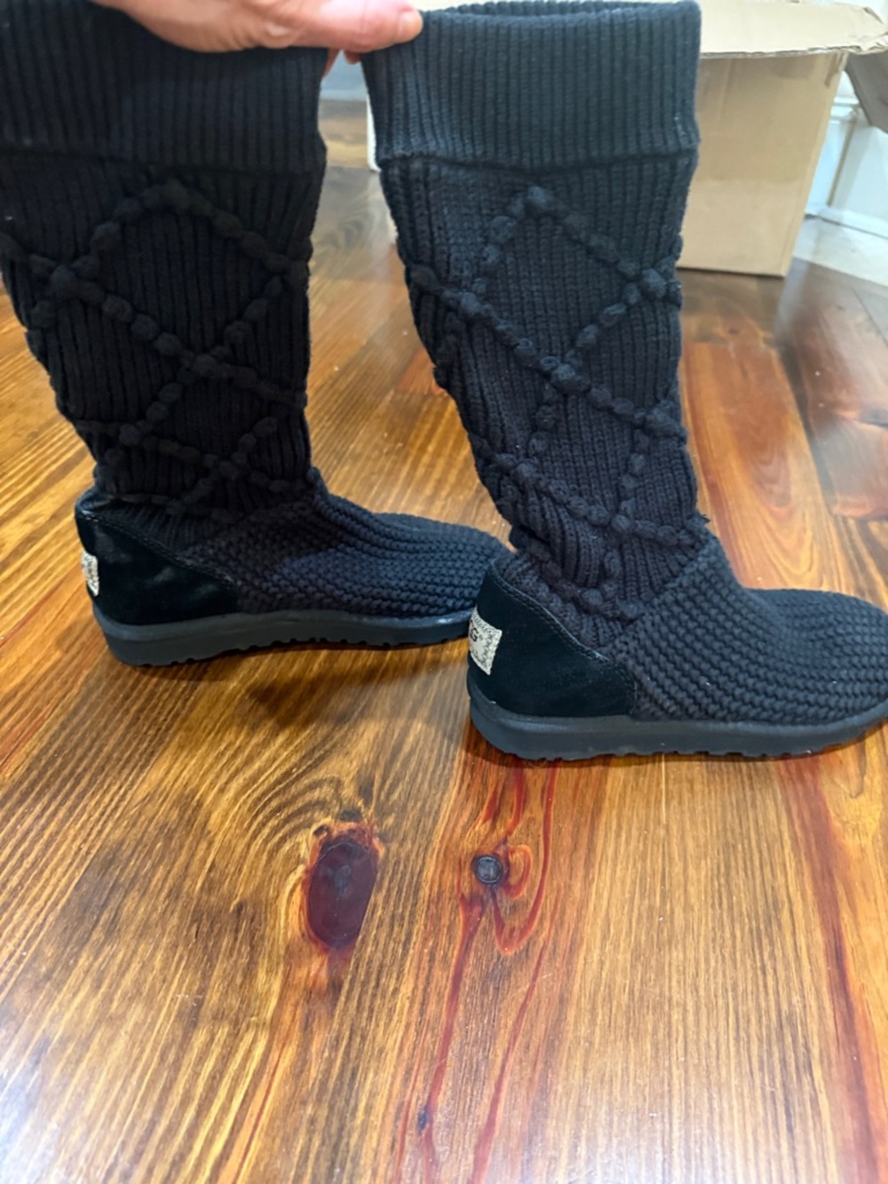 UGG Black Knit Slip-On Shoes